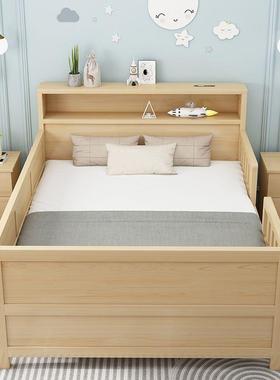 儿孩童实木床带UNG护栏防摔婴儿床1米学生单人床1米.2男孩女床1.5