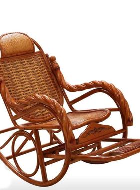 印尼天真藤摇椅成人躺椅阳台藤MAU逍休闲懒人摇摇椅编然遥椅老人