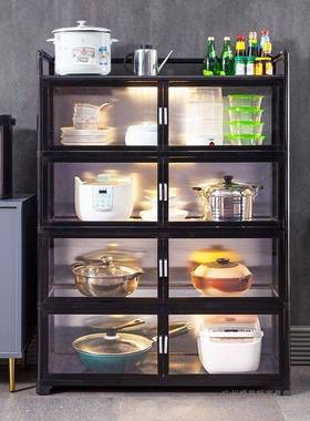 厨房物落地多多层餐边储架物柜铝合金功能烤置箱微波炉收纳100746