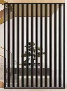 酒公司大一厅屏隔断铁艺意风式极简十字格子装饰墙字格00344栅办