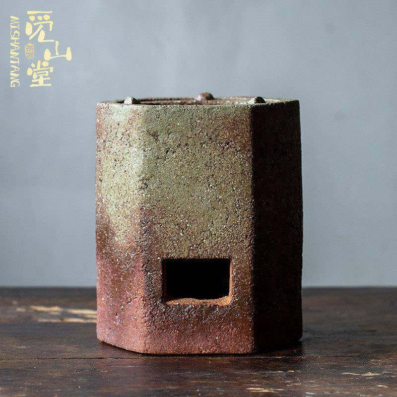 柴烧围煮茶粗陶炭炉器手炉工粗陶风木炭纯复炉古煮茶炉固体酒精炉