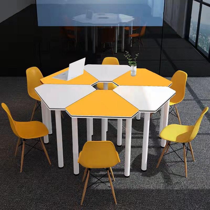 彩色六边形图书馆桌椅阅览室桌椅美术桌异形桌组合绘画桌智慧教室