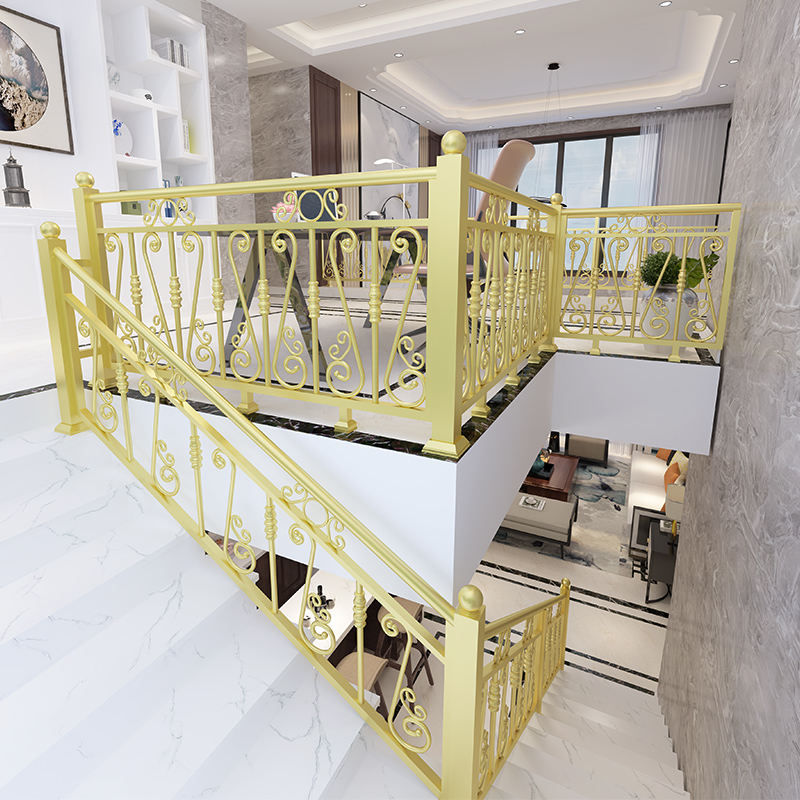 欧式铁艺楼梯扶手室内阳台护栏飘窗围栏家用实木走廊栏杆阁楼装饰