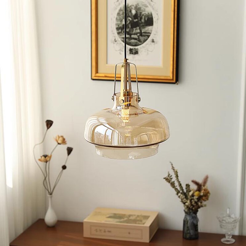 法式复古餐厅吊灯设计师创意包豪斯民宿商用吧台卧室床头玻璃吊灯