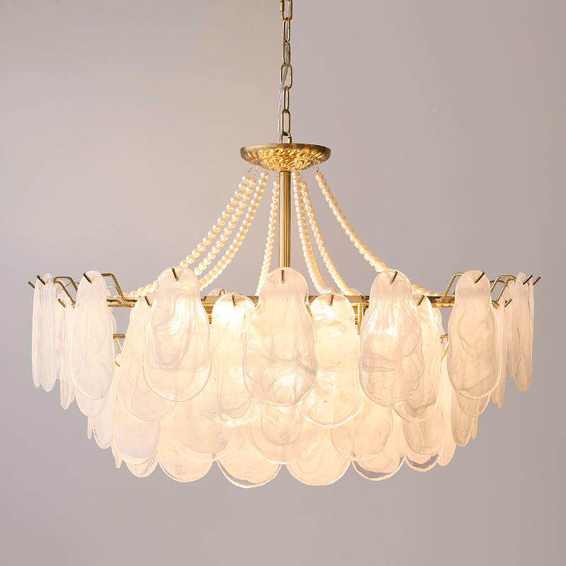 轻法式全光谱客现AXF室厅吊灯复古简奢约代水晶珍珠贝壳主卧饭厅