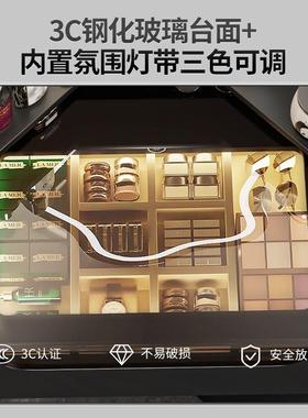 现代简约转梳妆角台小一型卧室床边色三角化黑妆桌床头柜PUC体可