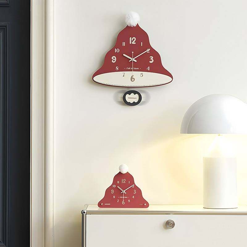 圣诞帽创意挂钟居家装饰客厅钟表2025新款餐厅艺术装饰墙简约时钟,鲜花速递/花卉仿真/绿植园艺,其它园艺用品,淘宝优惠券,粉丝福利购,淘宝优惠卷