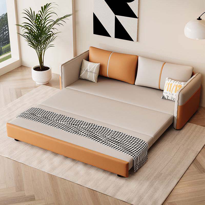 1米2奶油风沙发床可折叠两用午休单人位伸缩床小户型多功能出租房