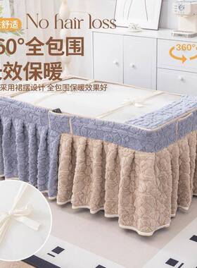 新UTK茶款拼接厚电炉罩烤火桌罩几皮布加塔罩电暖炉棉被套罩芙绒