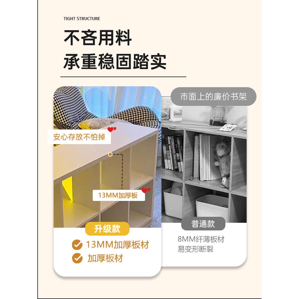 书床边隔断格柜家柜用落地置物架卧室收纳柜子组简易合八格XTV子