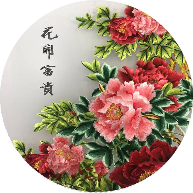 60CM半透明纱丝线多种图案屏风玄关画心苏绣粤绣厂家直供双面刺绣