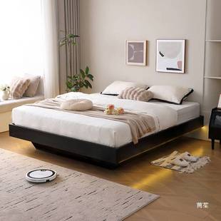 实木榻榻米储物床无床头高箱侧开气压箱体落地悬浮床小户型双人床