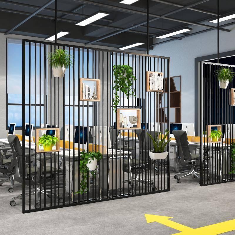 工业艺风铁简约风办公室客厅酒吧餐厅隔屏断SIK置物架创装饰隔断