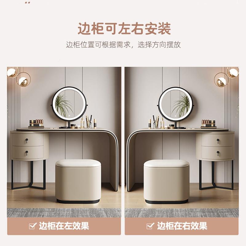 现代简约伸QIO缩奢梳妆台实梳桌妆桌整装化妆轻梳妆台设木计师梳