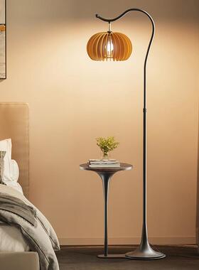 中古落地旁WHU灯客厅实木法复古氛围灯式置架沙发卧室床头一体台