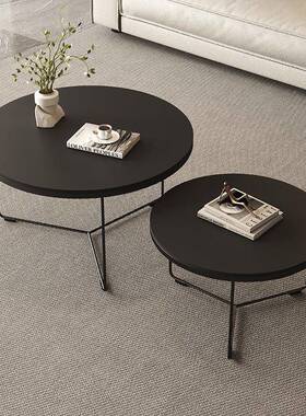 简意小式约轻奢岩板茶几圆MUOU-P9形感茶桌现代家用小茶户型大几