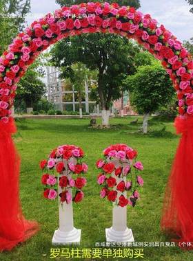 婚庆花门绢花业拱开架彩门结婚门口拱门门装JOC饰花婚礼布置铁艺
