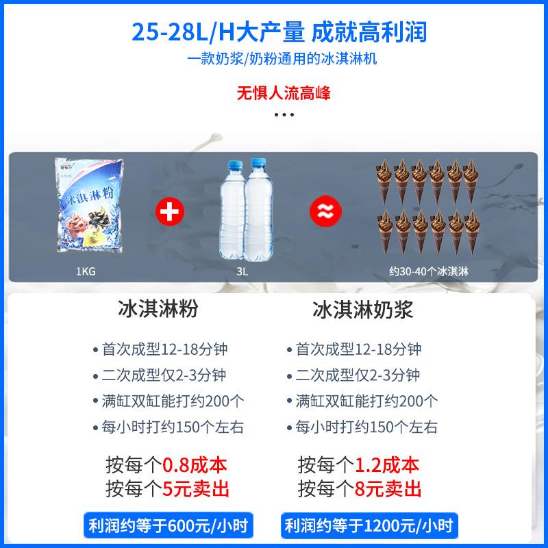 吉质冰4淇淋机用软冰激冰凌机一键清洗大产商量可做110V插头软大