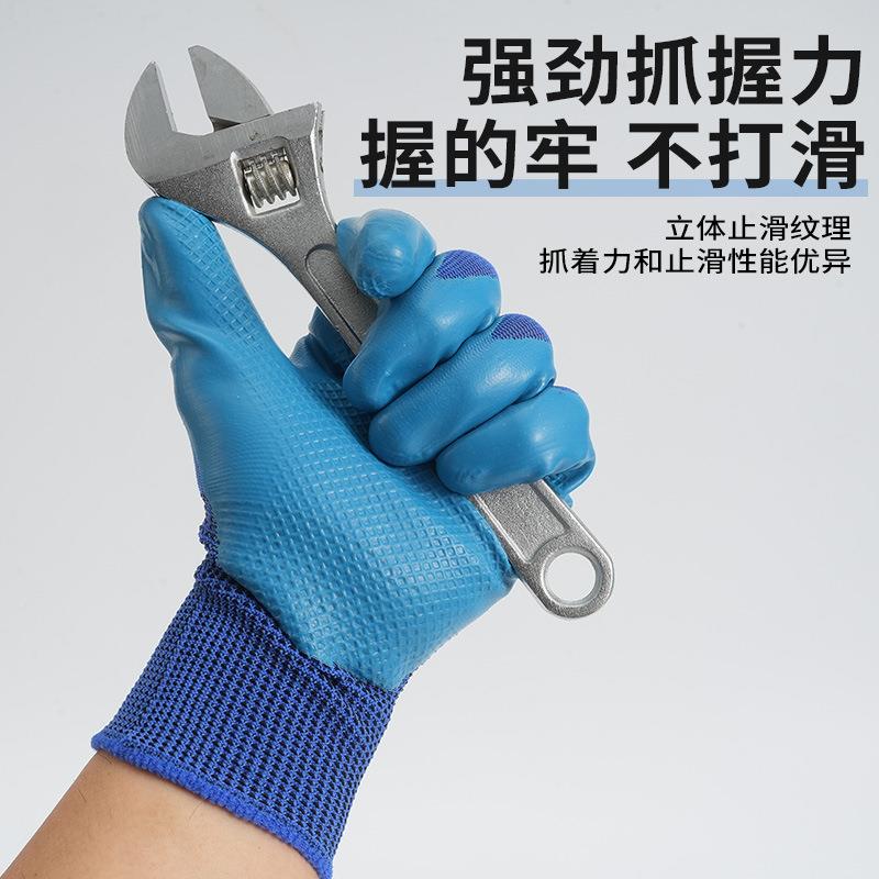 压干纹防护手套无品牌/防滑耐胶磨乳防护手套地活专用劳工保手套