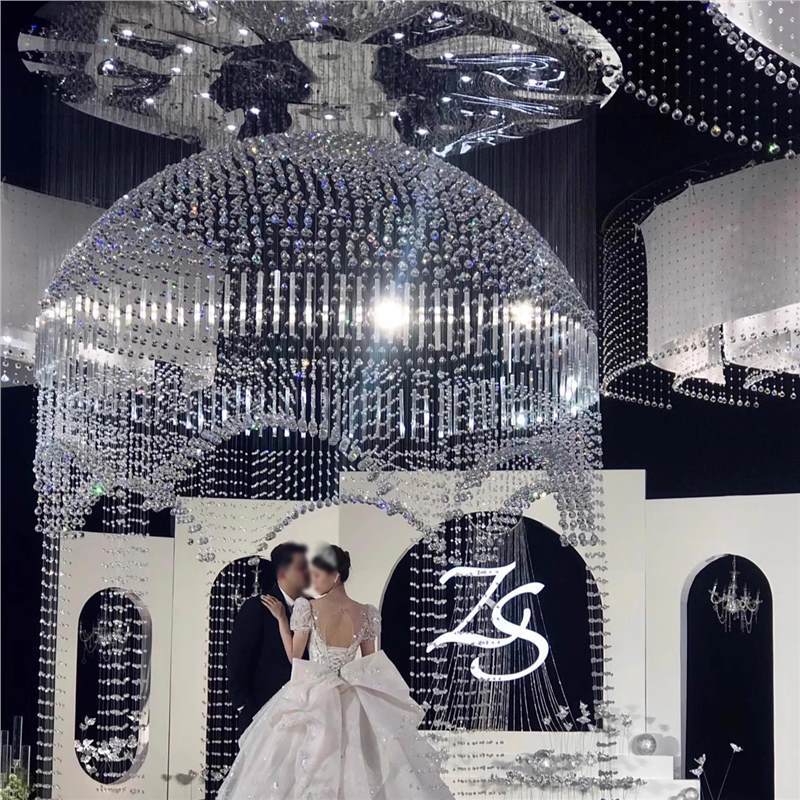 水晶菠萝造型珠帘婚庆婚礼堂水晶公主亭舞台酒店串珠婚礼水晶道具