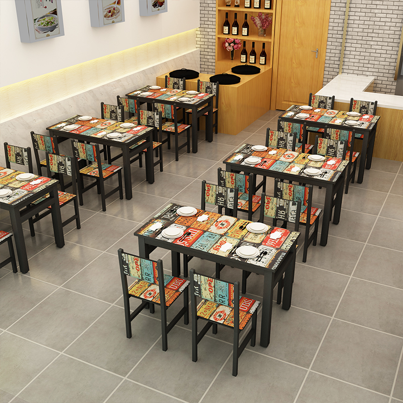 定制现代简约小吃早餐店快饭厅餐厅饭店食堂家用餐桌桌椅