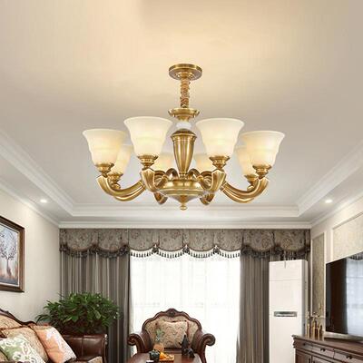 美式全铜灯吊客厅灯欧式灯卧奢华大气室灯餐简77047约厅灯具W120