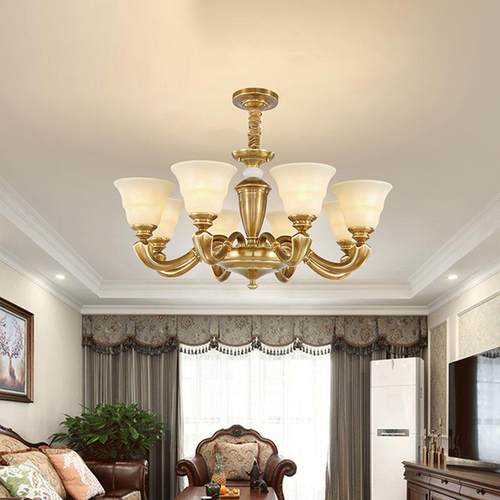 美式全铜灯吊客厅灯欧式灯卧奢华大气室灯餐简77047约厅灯具W120