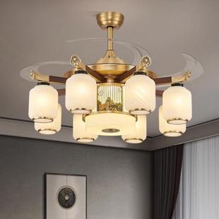 形全铜风扇灯新中别墅家用客厅吊427扇灯吊灯隐餐式 大厅