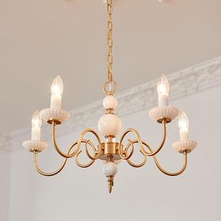 中古衣帽卧室书房间 欧全式 璃复古法式 vintage奶玻铜吊灯美59316式