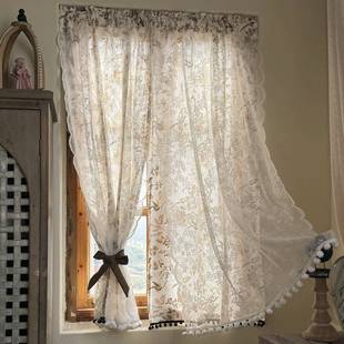 美飞气鸟579双式层门帘遮挡帘全棉透挂钩轨道帘复免古打孔门帘粘