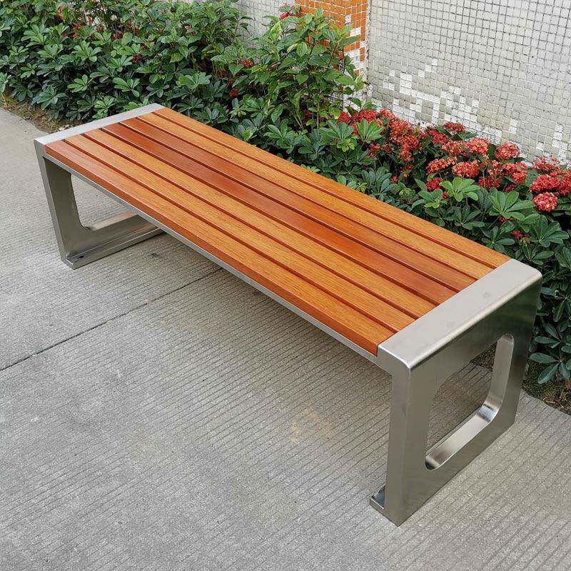 户外公椅景区广场不锈钢凳排椅150家长用实木座椅园小区街道坐厂