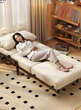 沙发床折叠两用VDQ发单人推拉床布客厅书阳台灯芯房绒复古沙床客