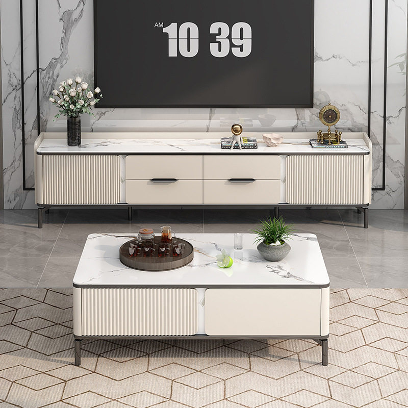 实木简约电视柜茶几边柜组合钢化玻璃环保烤漆高款储物柜成套家具