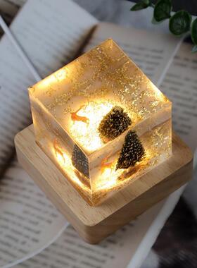 热销摆欧树美圣诞节手发光圣诞鹿滴工胶小夜灯件创临界实力意伴手