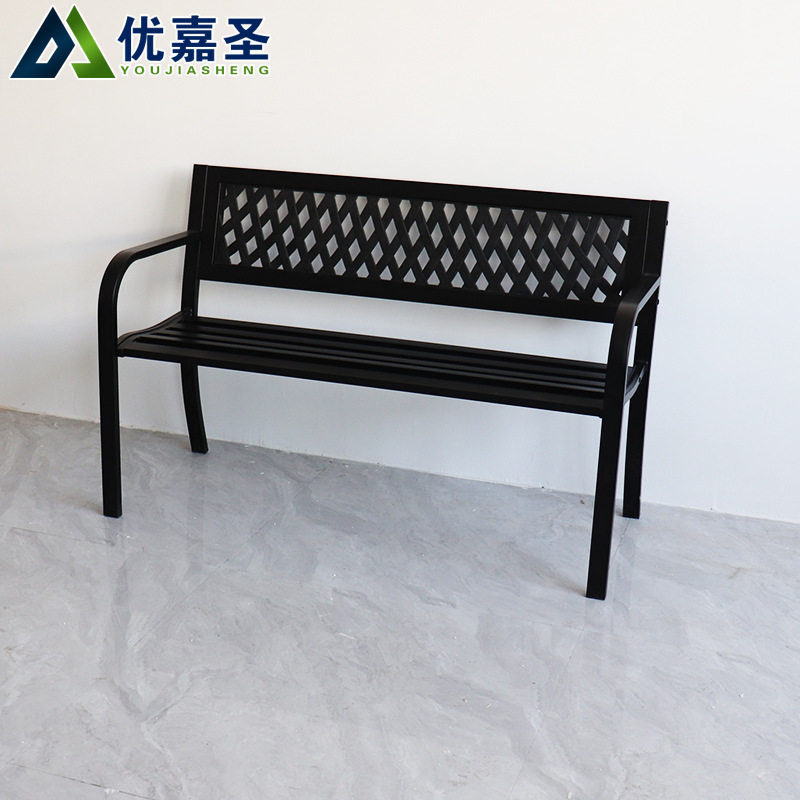 公园椅户外长椅庭院现代双人凳子铁艺阳台休闲长凳PVC背长条椅子