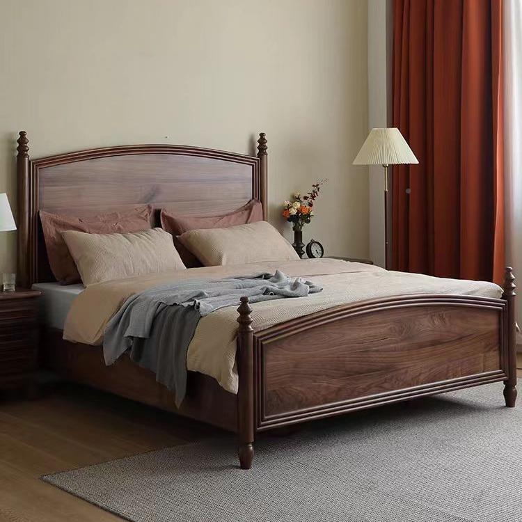 5美式实北木床美黑胡桃木人床1.8米1AAR.现双代简约主卧大靠背床