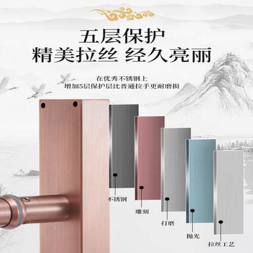 式色玻璃大门拉手厚古铜祥云中金色拉加手酒店包厢实木MIJ门黑色