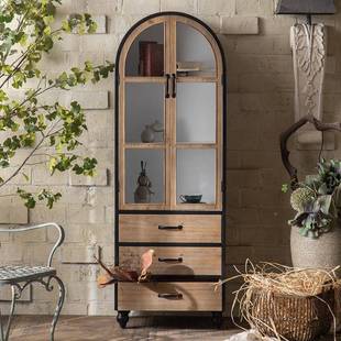 边美式 复储古拱门形餐柜A1601A1实木玻璃玄关柜客厅酒柜家用物靠