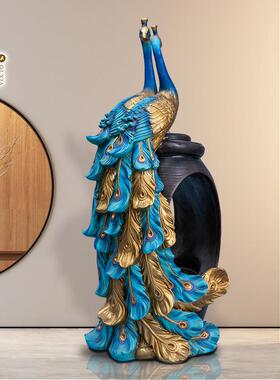 意欧式客厅孔雀流摆件电视柜背喷泉家景创居水水景VXP工艺品