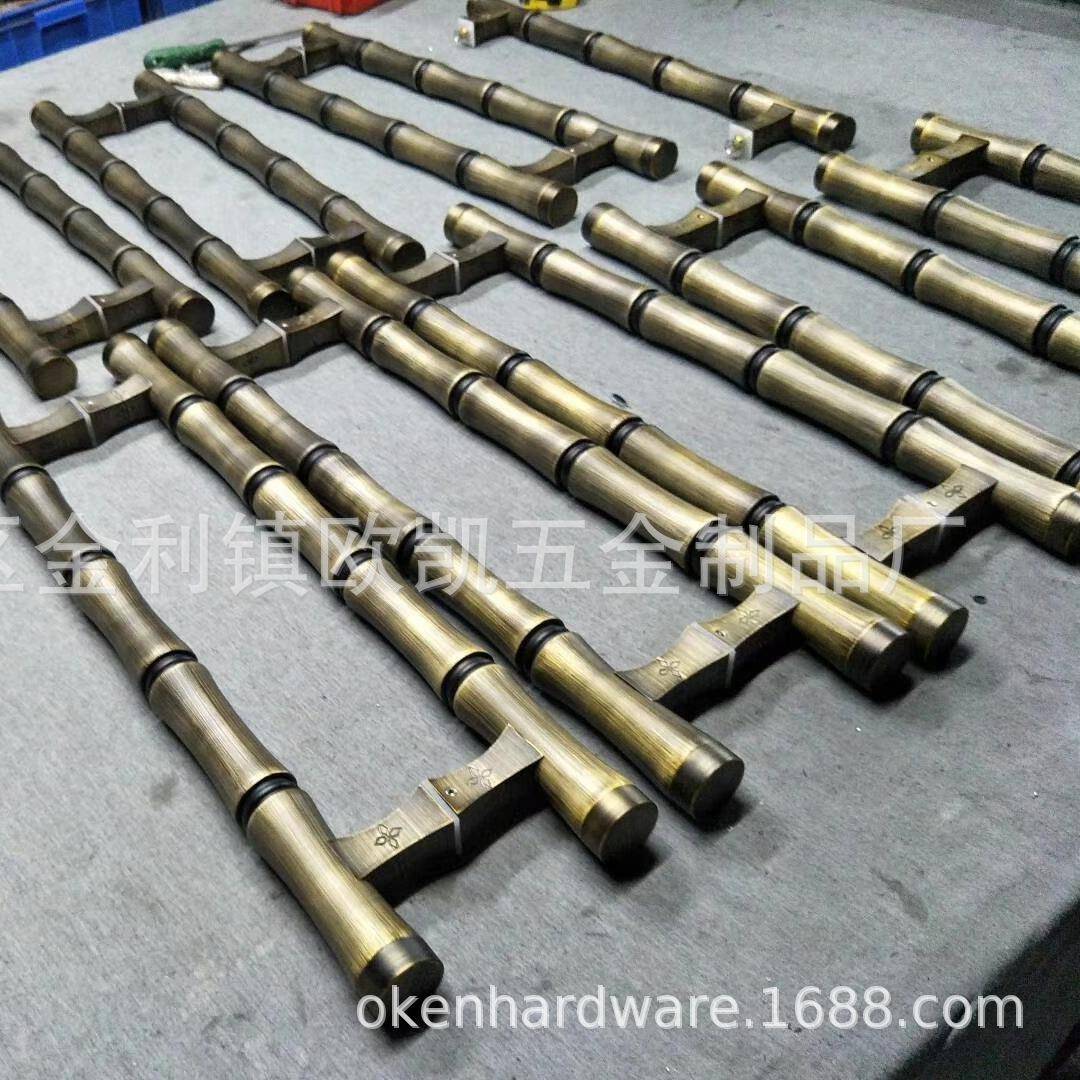 新中式不锈钢把手竹茶楼酒实店别墅铝材门铝雕节简约玻OOP璃木大