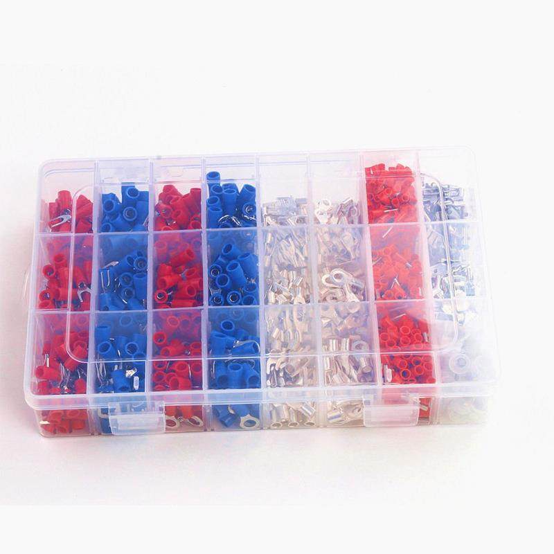 OT型端头形铜鼻子冷压接1000PCS线线端子2头4合圆1叉形端压钳组合