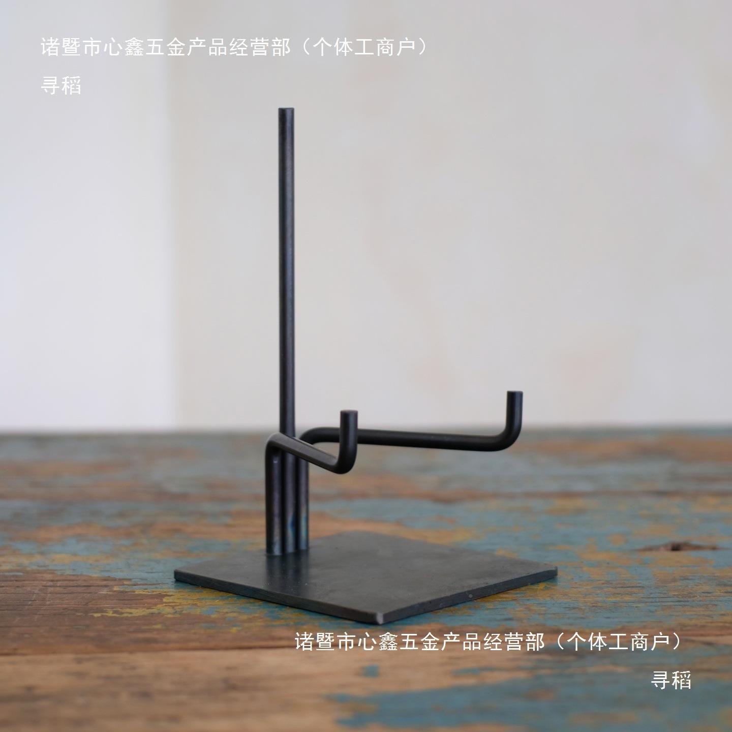 黑匠手作盘子架铁艺架tj#lznu+展镜瓷铜盘底铁座茶饼收纳架摆放架