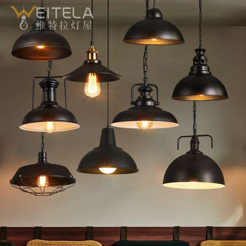 复古吊灯 怀旧创意怀旧餐厅loft酒吧创意个性铁艺工业风锅盖灯具