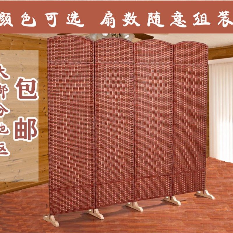 藤草编酒店隔断屏风玄关门手工编织时尚办公室屏风可移动折叠屏风