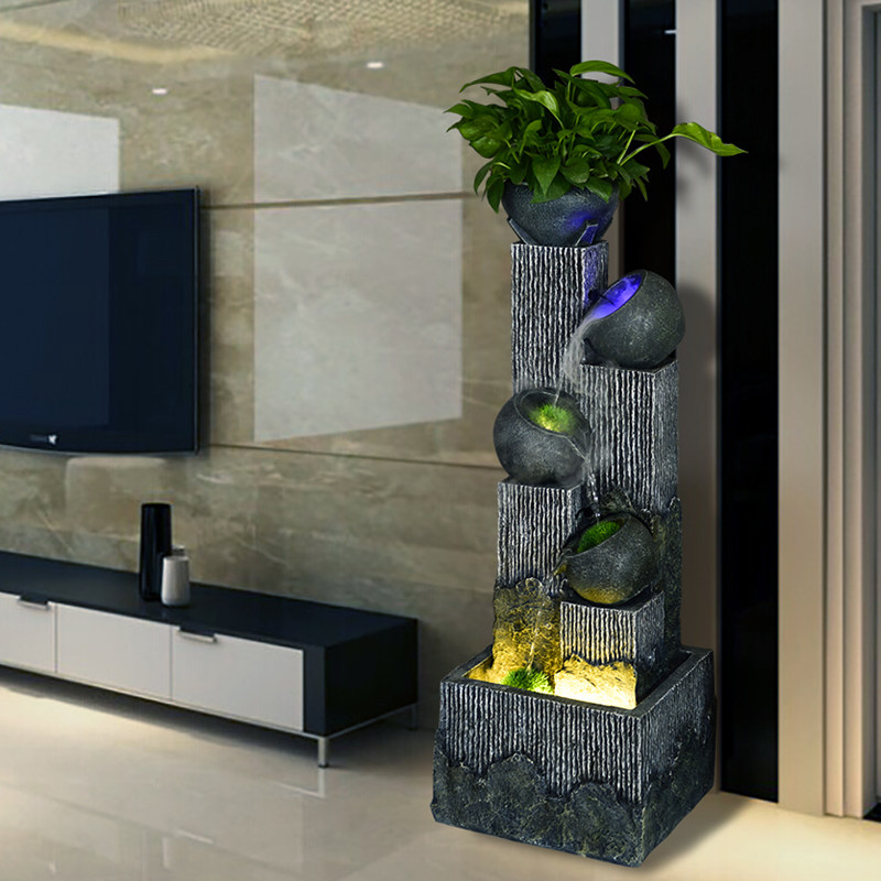 点道假山流水喷泉角落地玄关水景加湿器软装工艺品加湿器现代摆件