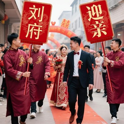 结婚迎亲牌定制婚庆接亲喜字KT板手举牌匾婚礼中式复古风花轿喜牌