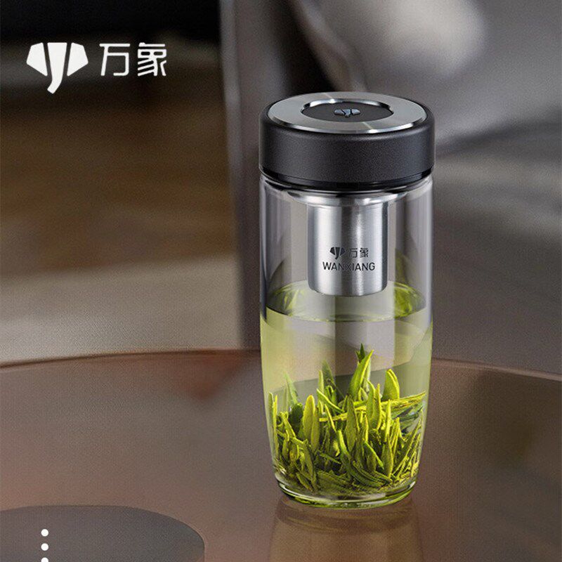 万象单层玻璃杯大容量便携鹅蛋杯带茶漏过滤泡茶水杯加厚车载杯子