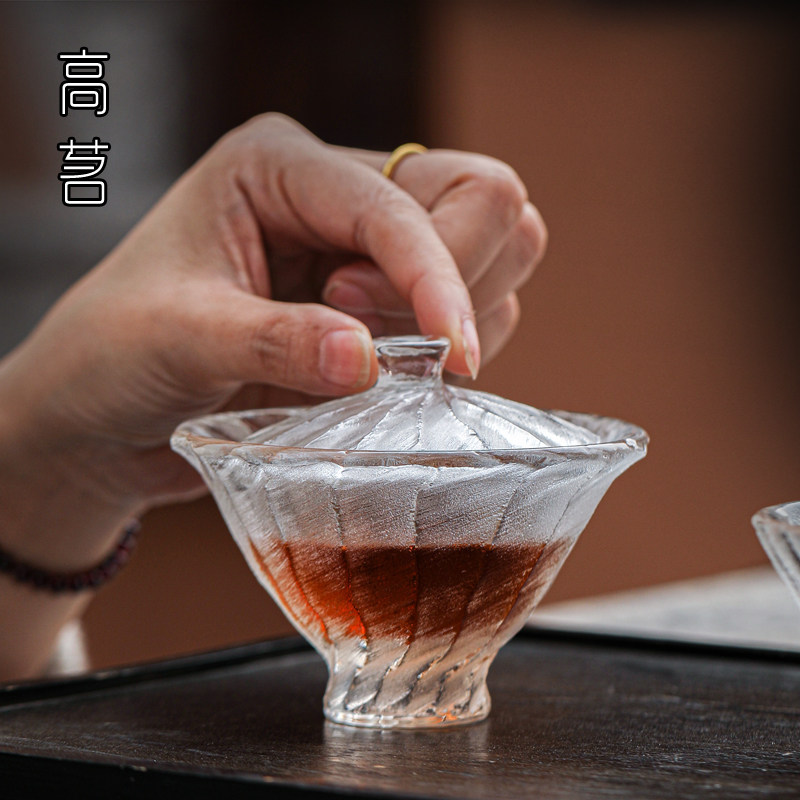 琉璃盖碗单个高档不烫手泡茶碗主人杯茶盏斗笠杯套装功夫茶具配件