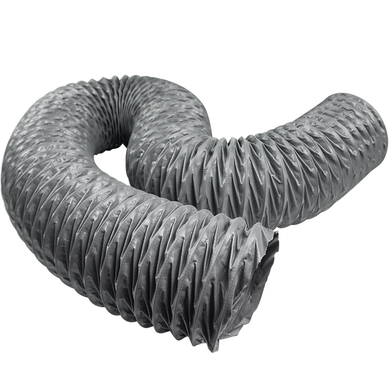 通风管高温灰色尼龙布风管防火高温排风软管排气软管钢丝伸缩风管