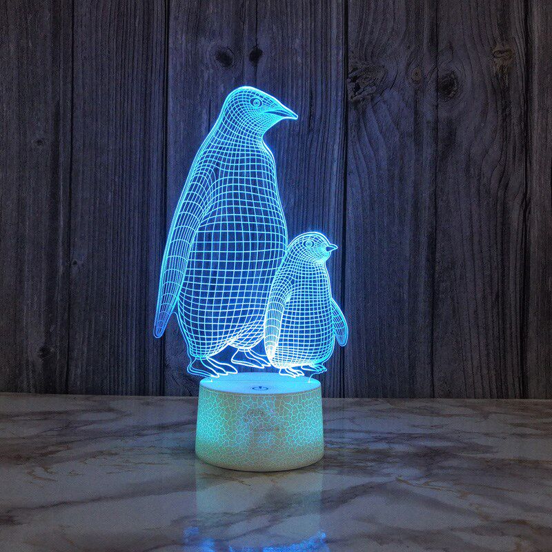 七彩企鹅3d小夜灯触控变色氛围灯桌面装饰台灯卧室床头灯创意礼品
